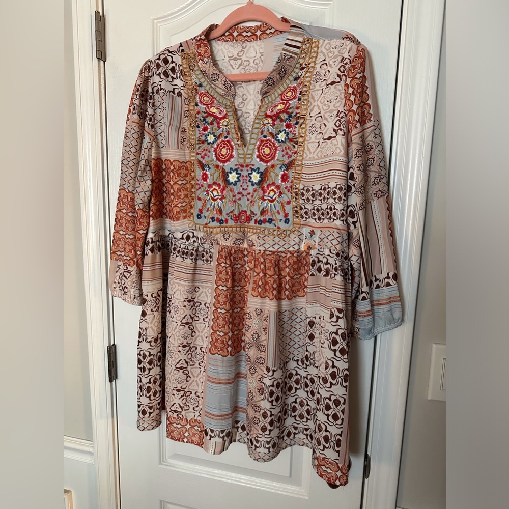 Tunic Top in Peach print 2XL